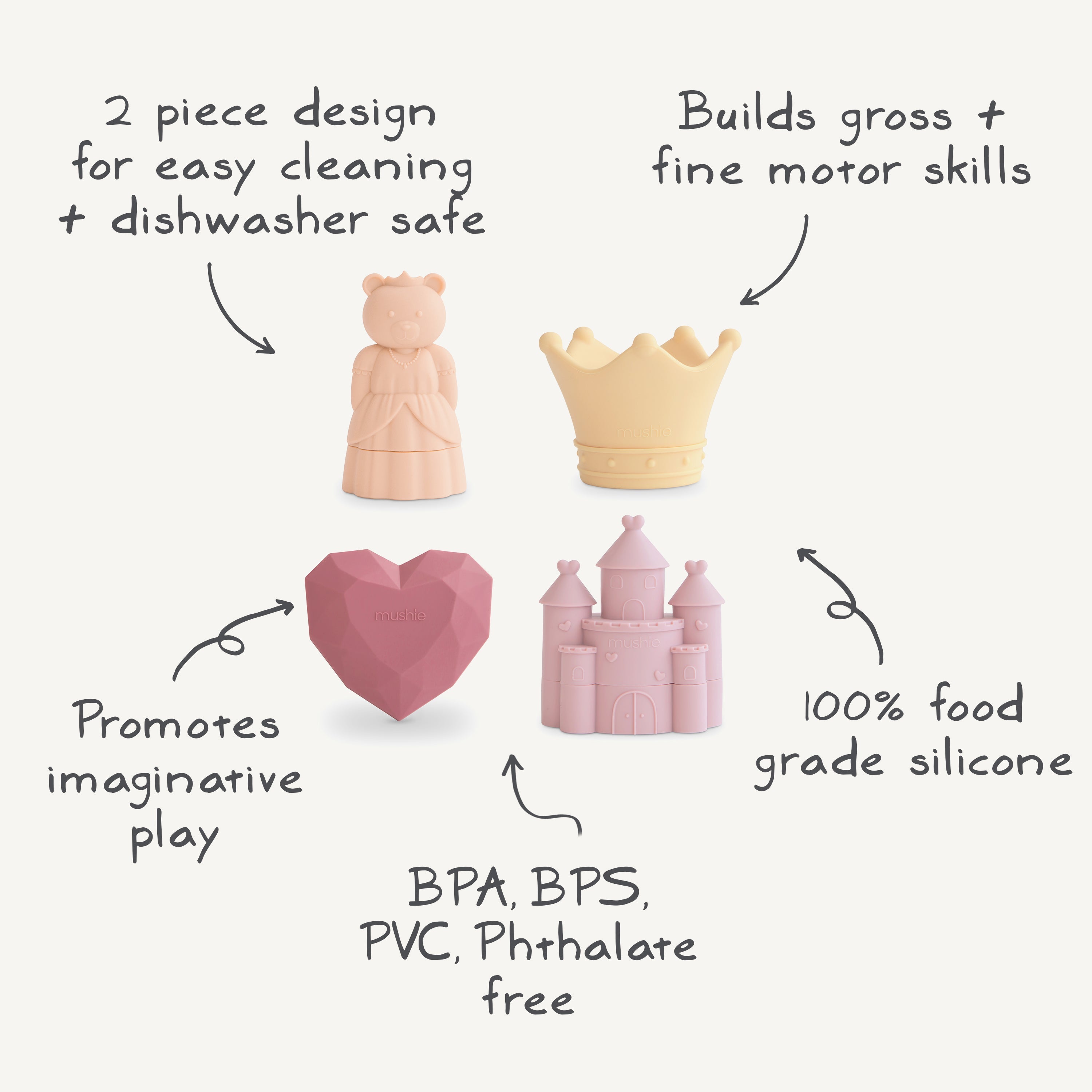 Image of Princess Mold Free Bath Play Set - 4 Pack